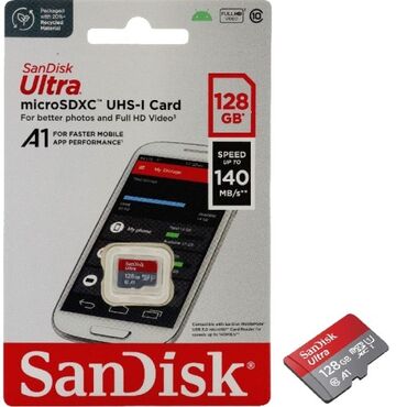 Yaddaş kartları: ✅128-GB SanDisk Yaddaş Kartı Micro SD Kart Sandisk Ultra Class 10