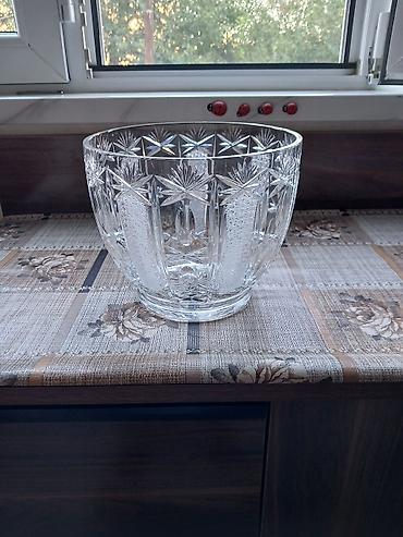 xrustal meyvə qabı: Kəsimli kristal şüşə qab - Material: qalın, şəffaf kristal şüşə - — 1