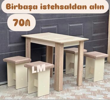 Masa və oturacaq dəstləri: Mətbəx üçün, Yeni, Açılmayan, Kvadrat masa, 4 stul