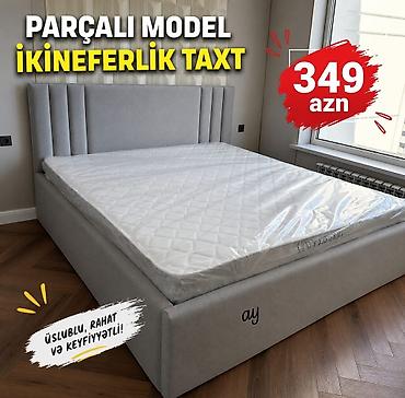 intex matras: Parçalı model ikinəfərlik taxt. - Rəng: açıq boz, yumşaq parça üzlük — 1