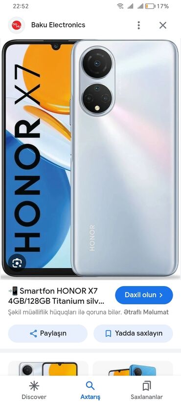 honor 90 qiymeti: Honor 7X, 128 GB, rəng - Boz, Sensor, Barmaq izi, İki sim kartlı