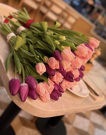 Букеты из живых цветов: Тюльпаны срезанные, свежие, прямые поставки. - Ассортимент — 1