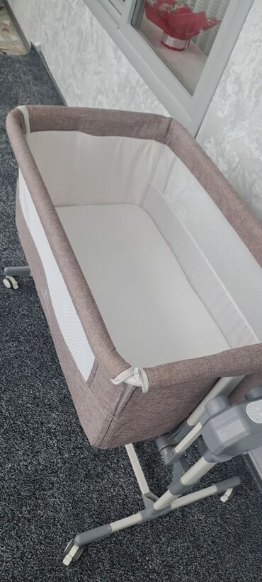 Детские приставные кроватки: Детская приставная кроватка, С колесиками, цвет - Бежевый — 3