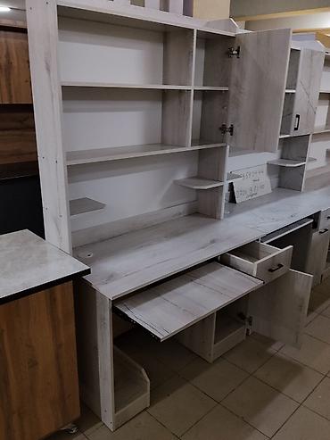 кампютерный столы: Компьютерный стол с надстройкой в светлом оттенке «серый дуб» — 3
