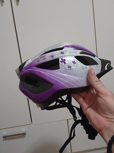 Dodaci za bicikl: Biciklistička kaciga – žensko/dečija, ljubičasto-bela sa cvetnim — 5