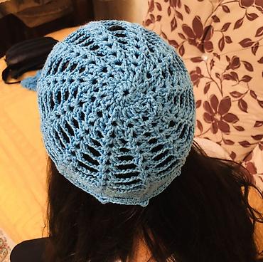 Baş geyimləri: Əl işi krujeva saç örtüyü (şəbəkəli beret) - Material: yumşaq toxuma — 6