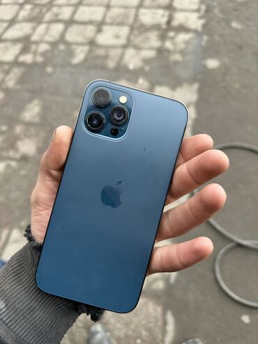 Apple iPhone: IPhone 12 Pro Max, 128 GB, Pacific Blue, Zəmanət, Face ID, Sənədlərlə