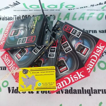 Digər foto və video aksesuarları: Sandisk 64gb/200 Sürətlə arqinal SD kartlar. məhsul yenidir/çox sayda