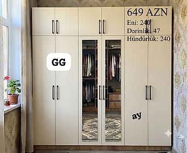 Məhsul: Geniş paltar şkafı Qiymət: 649 AZN Ölçülər: - Eni: 240 sm -