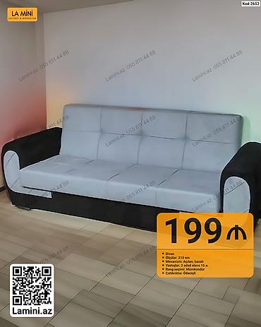 Mebel: Məhsul: Divan (Kod: 2652) - Ölçü: 210 sm - Mexanizm: Açılan, bazalı - — 1