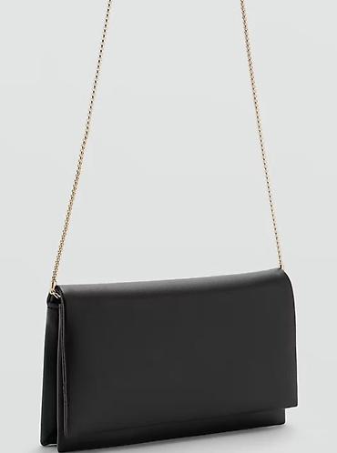 mango çanta: Qara zəncirli çiyin/klatç çantası - Minimalist dizayn, hamar — 1