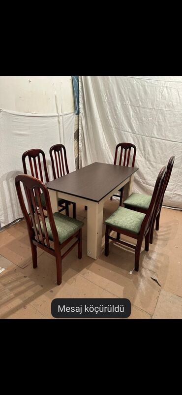 ikinci el mebel stol stul: İşlənmiş, Dördbucaq masa, 6 stul