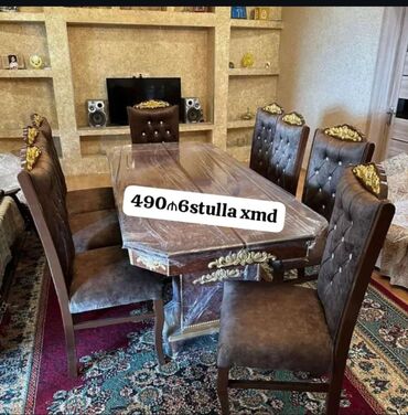 kilim mebel stol stul: Qonaq otağı üçün, Yeni, Açılmayan, Oval masa, 6 stul