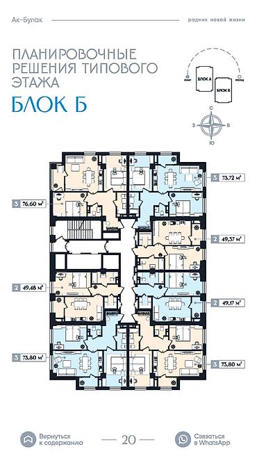 Продажа квартир: 1 комната, 49 м², Баткенский рынок / базар Элитка, 8 этаж, ПСО (под самоотделку) — 4