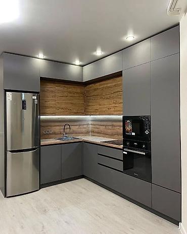 Кухонные гарнитуры: Кухонный гарнитур, цвет - Серый, МДФ — 1