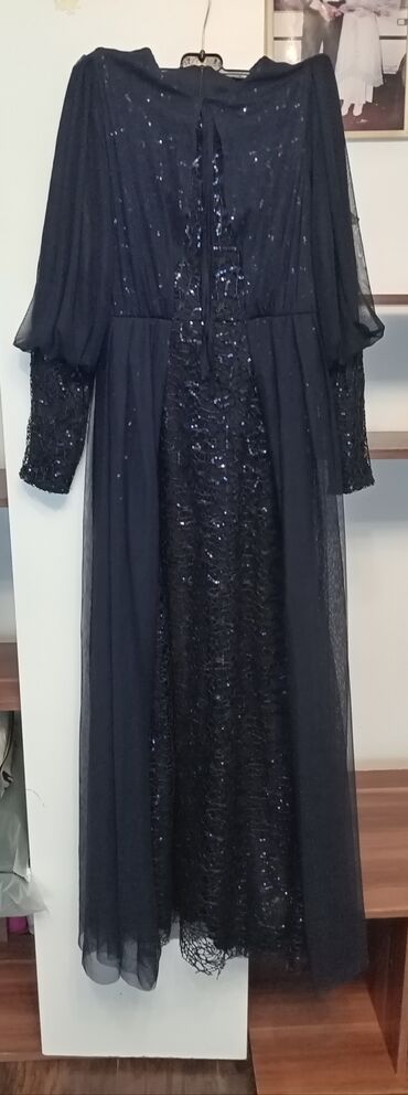 duga haljina na preklop: M (EU 38), bоја - Tamnoplava, Oversize, Dugih rukava