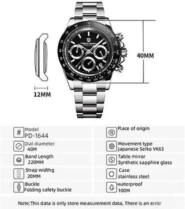Ručni satovi: PAGANI DESIGN PD-1644 Sport - 40mm -White/Beli-Rolex Daytona Potpuno — 7