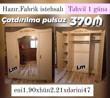 2 ci əl dolablar: *_dolab/4 qapılı_* _*fabri̇k i̇stehsali*_ qiymət : *370₼* ölçü