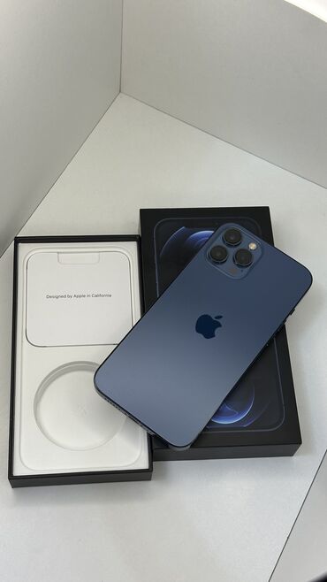 iphone xs ош: IPhone 12 Pro Max, Колдонулган, 256 ГБ, Pacific Blue, Куту, 80 %