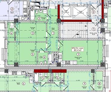 elite residence: 2 комнаты, 82 м², Элитка, 9 этаж, ПСО (под самоотделку) — 1