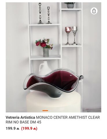 xrizantema gülü: Vetreria Artistica MONACO CENTER Ametist rəngli dekorativ mərkəz qabı