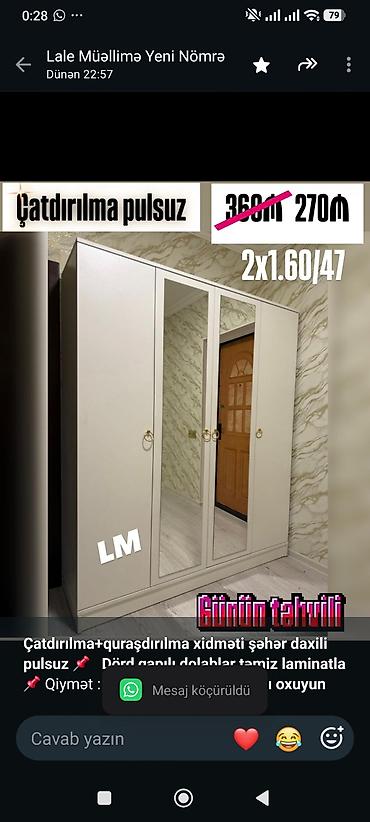 *Çatdırılma+quraşdırılma xidməti şəhər daxili pulsuz* 📌 *Dörd qapılı lalafo.az -da *Çatdırılma+quraşdırılma xidməti şəhər daxili pulsuz* 📌 *Dörd qapılı