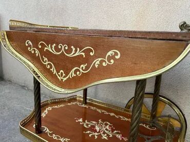 RS - Antique Drinks Carts: Stilska barska kolica za piće - intarzija - MOGUĆ PREVOZ U dobrom — 7