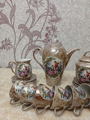 Qab-qacaq və mətbəx ləvazimatları: Çay dəsti, rəng - Qəhvəyi, Farfor — 1