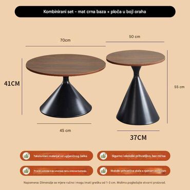 Stilski klub stolovi: Set stočića – moderni konusni dizajn Opis: - Dva komada: niži širi — 5