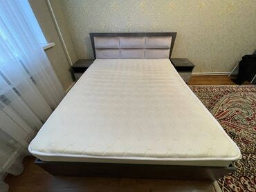 новый спальный: Спальный гарнитур, Двуспальная кровать, Шкаф, Комод, цвет - Серый, Новый