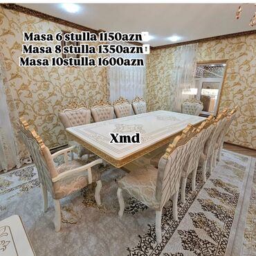 Divan və kreslo dəstləri: Qonaq otağı üçün, Yeni, Açılmayan, Dördbucaq masa, 6 stul