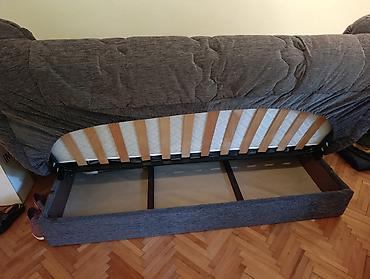 ikea decije komode: Ugaona garnitura/sofa na razvlačenje sa foteljom – tamnosiva tkanina — 4