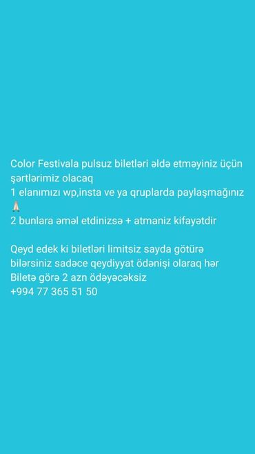 formula 1 2023 konsert: Color Festivala pulsuz biletləri əldə etməyiniz üçün şərtlərimiz
