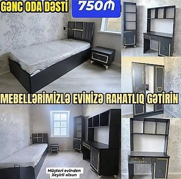 qapilar gence: Gənc Otağı Dəsti – 750₼ Tərkibi: - Tək nəfərlik çarpayı (başlıqla) — 1