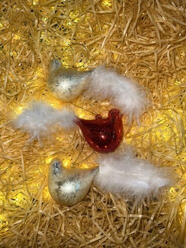 Yeni il oyuncaqları və bəzəkləri: Yeni il ağacı üçün quş fiqurlu bəzək dəsti - Dizayn: kiçik quş — 10