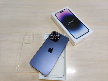 Apple iPhone: IPhone 14 Pro Max, Б/у, 128 ГБ, Deep Purple, Зарядное устройство, Защитное стекло, Чехол, 89 %