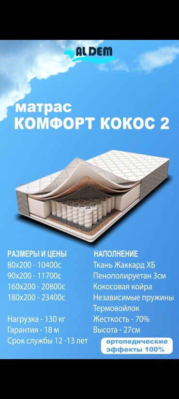 матрас для беременных: Ортопедический матрас комфорт с кокосовой койры ² наполнение Ткань