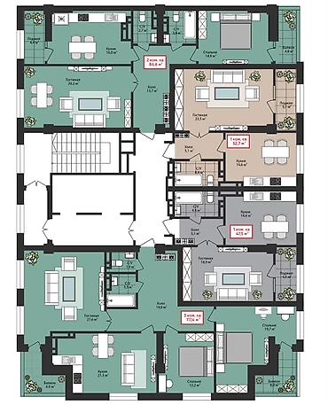 Продажа квартир: 1 комната, 47 м², Арча-Бешик ж/м Элитка, 10 этаж, ПСО (под самоотделку) — 2
