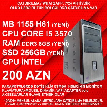 Masaüstü kompüterlər və iş stansiyaları: ⭐TƏK KEYS – 200 AZN ⭐22” Yeni Monitorla dəst – 300 AZN