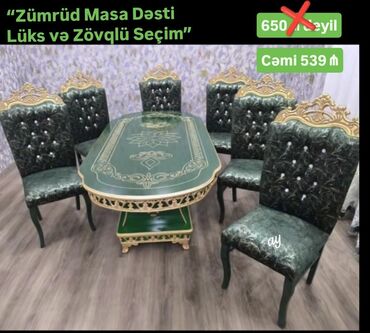 stol uzlukleri: Qonaq otağı üçün, Açılmayan, Oval masa, 6 stul