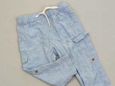 Spodnie: Spodnie 12-18 m, wzrost - 86 cm., stan - Idealny, wzór - Linia, kolor - Niebieski