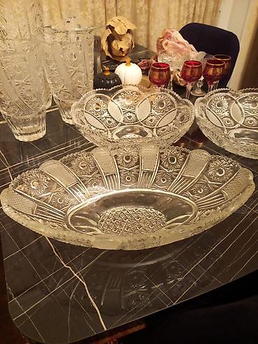 meyvə vazı: Kənaqlı kəsimli kristal servis dəsti 1 eded xrystal qab 35 azn dir 1 — 1