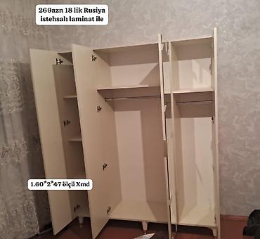 шкаф с вешалкой: Açıq krem rəngdə paltar dolabı - Material: 18 mm qalınlığında Rusiya — 1