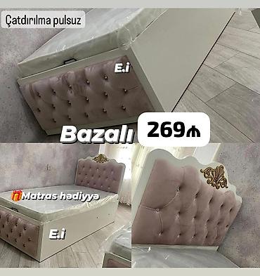 Sifarişlə mebel: *Bazalı Çarpayı 269Azn💥* *Matras hədiyyə🎁* ✔️Rəng seçimi var Ölçü — 2