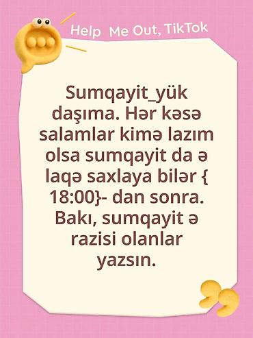 Sumqayıt və Bakı istiqamətində yükdaşıma xidməti. - Marşrut: Bakı ↔