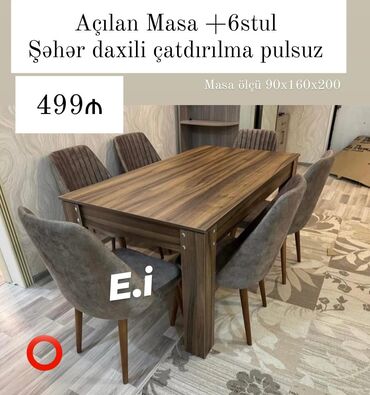 дубовый стол: Qonaq otağı üçün, Yeni, 6 stul