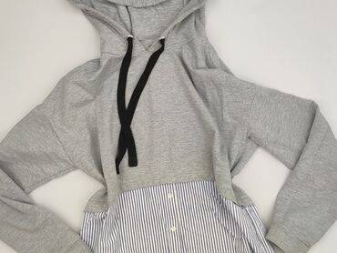 szara bluza z kapturem cropp: Bershka, Women`s hoodie, S (EU 36)