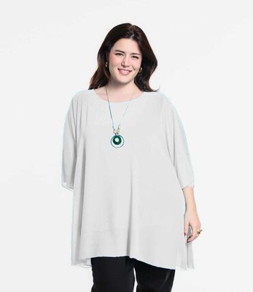 ženske lanene tunike: 3XL (EU 46), Cotton, color - White