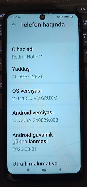 xiaomi note 100: Xiaomi 12, 128 GB, rəng - Qara, 
 Barmaq izi, Face ID — 2