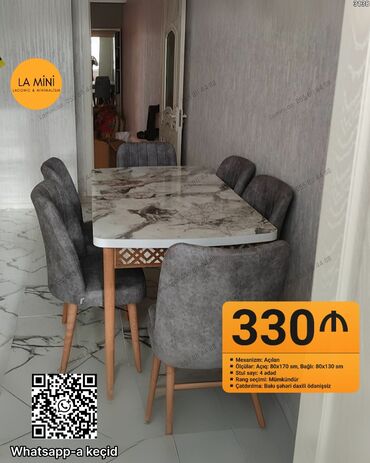 стеклянный стол: Mətbəx üçün, Açılan, Dördbucaq masa, 4 stul